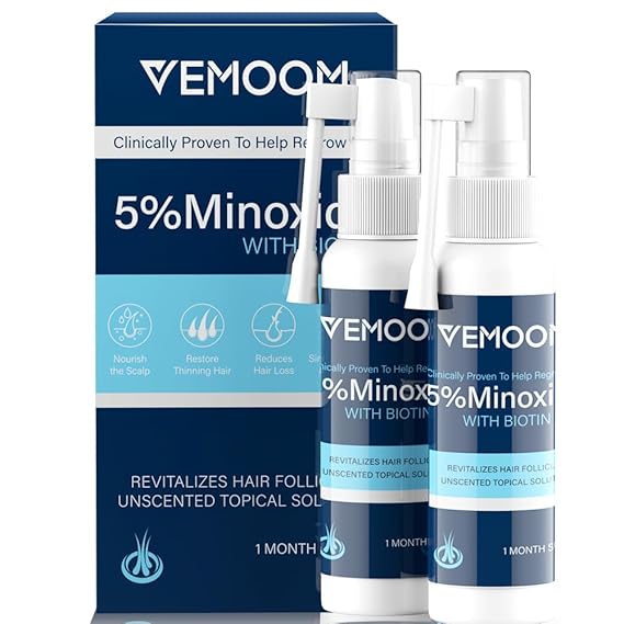 5% Minoxidil Hair Growth Spray for Women & Men – Extra Strength Anti-Hair Loss Treatment (60ml x 2 Pack)