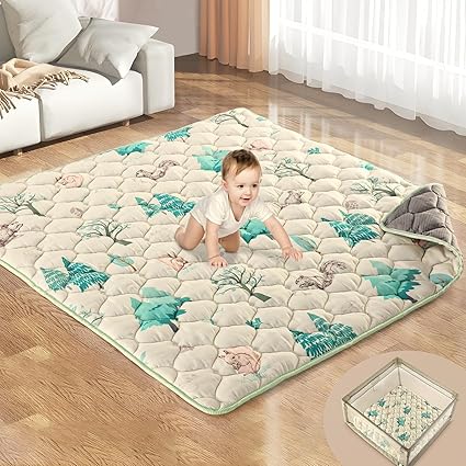 50″x50″ Baby Play Mat – Extra Thick Foam Floor Mat for Crawling, Non-Slip & Machine Washable, Foldable Playpen Mat for Infants & Toddlers
