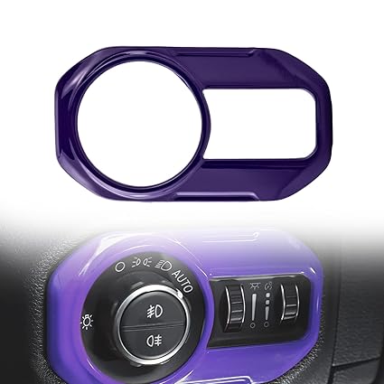 JeCar Purple Headlight Switch Panel Cover for 2018-2021 Jeep Wrangler JL & Gladiator JT – No-Drill Adhesive Trim