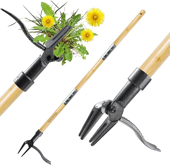 BellaJoyz Stand-Up Weed Puller Tool – 46″ Long Handle Weeder