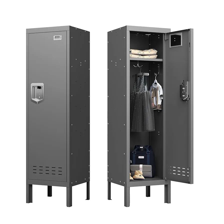 Metal Storage Locker Cabinet 54″ Height – 2 Compartment Lockable Steel Locker for Gym, School, Office, Home & Garage