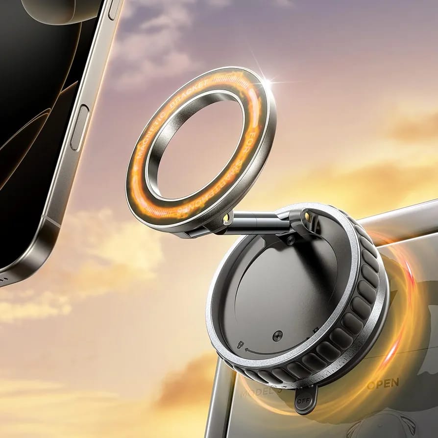 2025 Upgraded Vacuum Suction Cup Phone Mount for MagSafe – 109+ LBS Hold, 24 N55 Magnets, 360° Adjustable Car Holder for iPhone 16/15/14/13/12