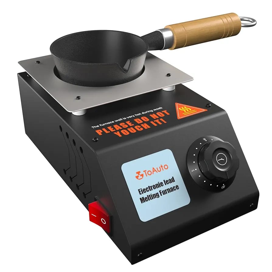 TOAUTO 6Lb Electric Lead Melting Pot – High Capacity Separated Design with 15-Min Timer for Bullet Casting & Fishing Weights