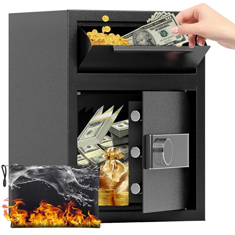 1.8 Cubic Foot DropSafe Security Safe – Fireproof Digital Safe with Front Deposit Slot, Combination Lock & Alarm for Office/Home