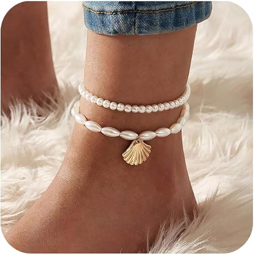 Boho Pearl Anklets for Women