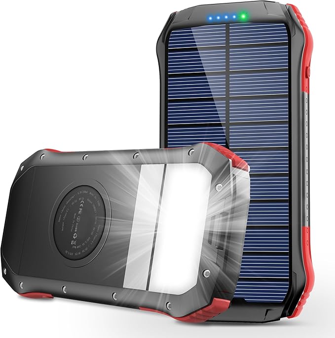 10,000mAh Solar Power Bank with 15 LED Lights