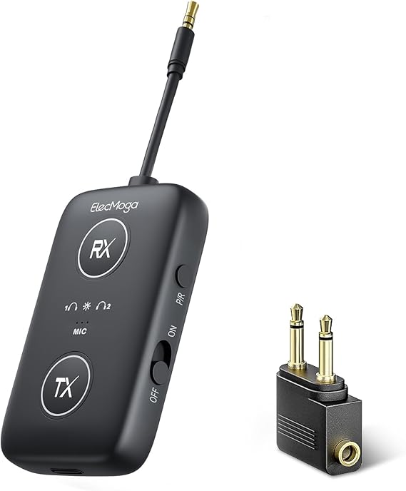 ElecMoga 2-in-1 Airplane Bluetooth 5.4 Adapter