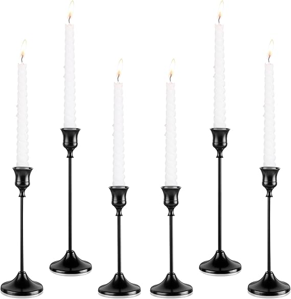 6-Piece Metal Taper Candle Holder Set