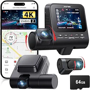 3-Channel Dash Cam with 4K Front and 1080P Rear/Interior