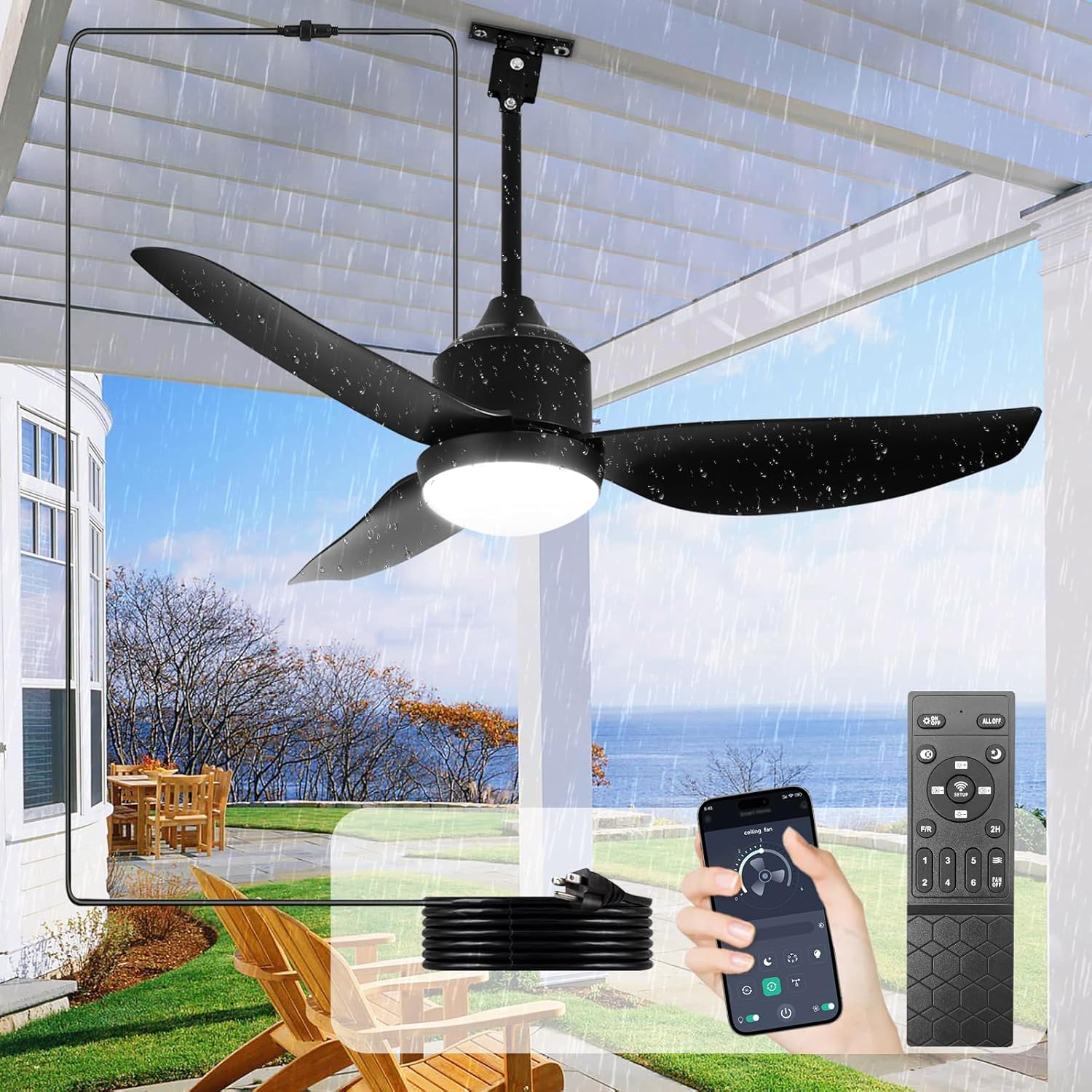 Depuley 42-Inch Outdoor Ceiling Fan with Light
