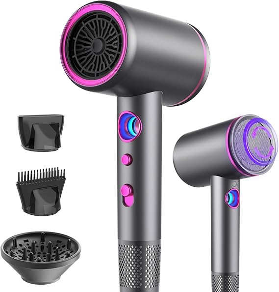 Professional Ionic Hair Dryer with Diffuser & LED Temp Display