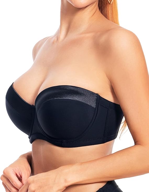 omen’s Big Bust Push Up Strapless Bra with Clear Straps