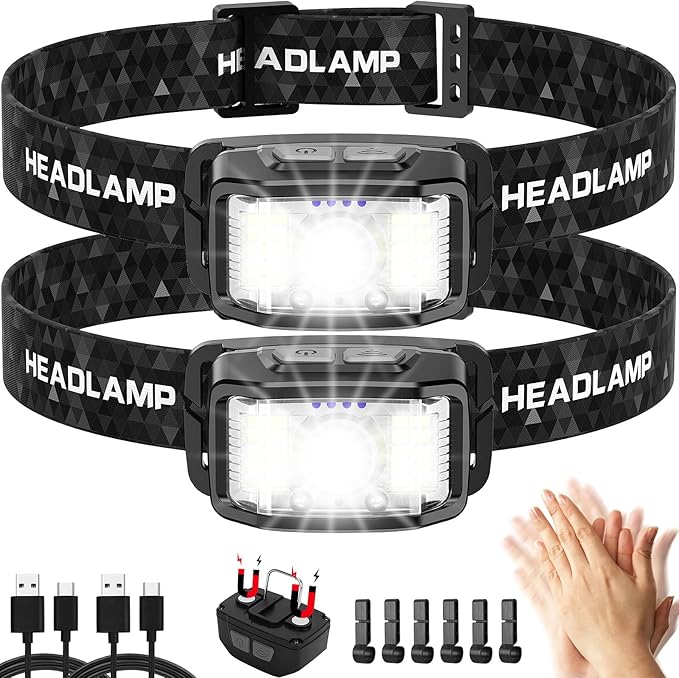 2000 Lumen Rechargeable Headlamp (2-Pack)