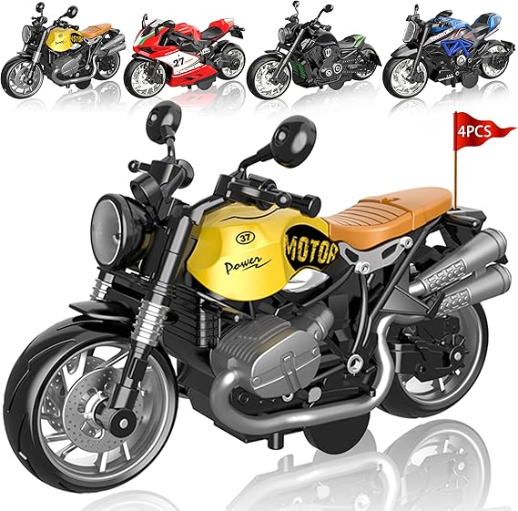 4-Pack Pull-Back Motorcycle Toys