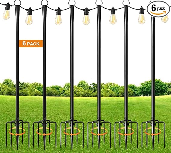 10ft Outdoor String Light Poles (6 Pack)