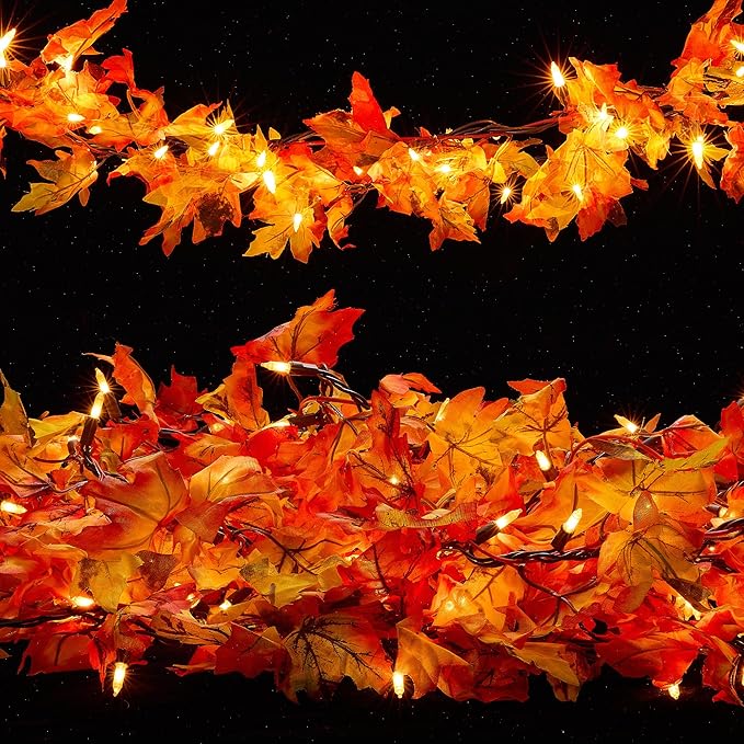 9-Foot Lighted Fall Leaf Garland