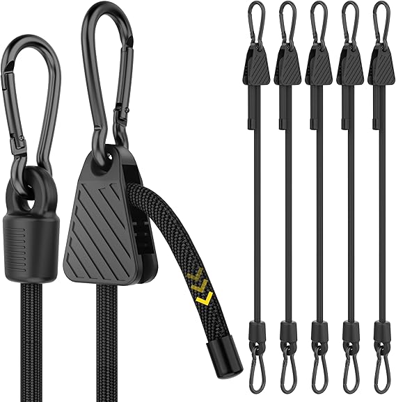 Rugtol Adjustable Heavy-Duty Bungee Cords with Hooks (6 Pack)