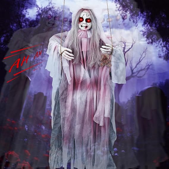 Animated Halloween Hanging Ghost Girl