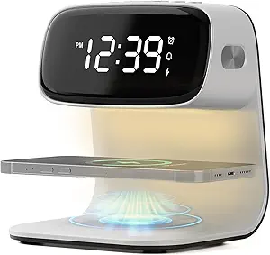 Digital Alarm Clock with Wireless Charging Station