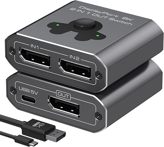 DisplayPort 1.4 Switcher (2-in-1)