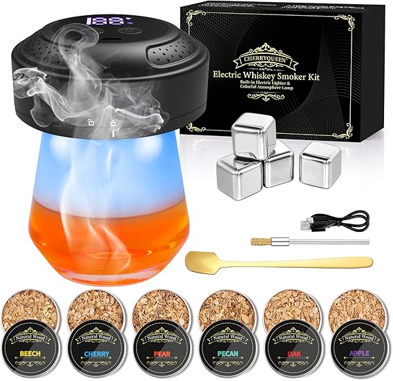 CHERRYQUEEN Electric Whiskey Smoker Kit