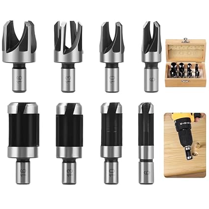 JUSTDOLIFE 8-Piece Wood Plug Cutter Set