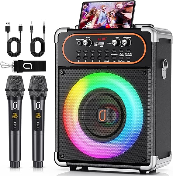 Portable Bluetooth Karaoke Machine with Dual Microphones