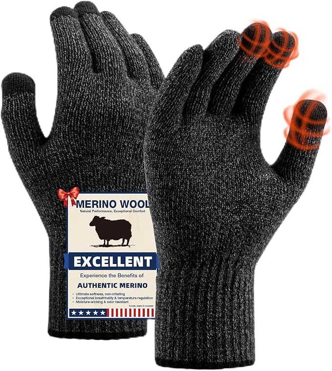 Merino Wool Gloves with Touchscreen Technology