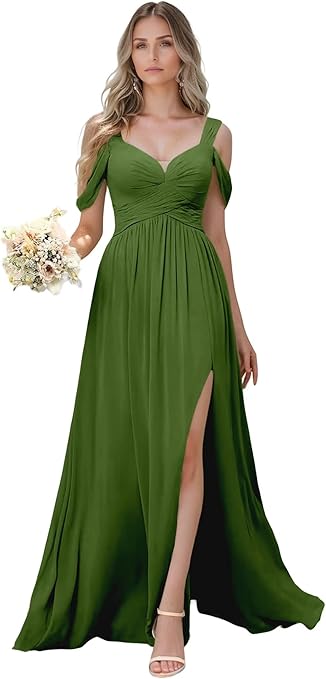 Off-the-Shoulder Chiffon Bridesmaid Dress