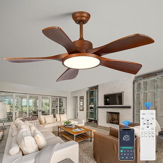 42-Inch Wood Ceiling Fan with Lights and Remote