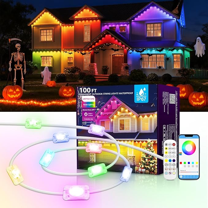 100FT Permanent Outdoor Lights with App & Remote Control