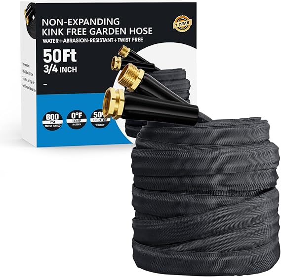 2025 Upgraded 50FT Non-Expanding Garden Hose