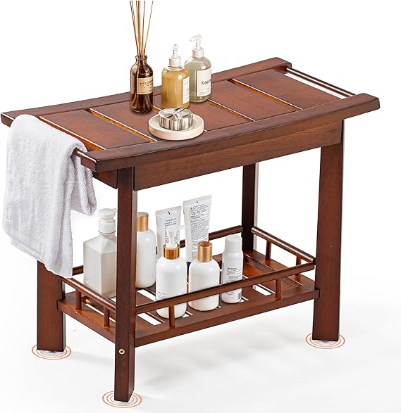 21″ Teak Shower Bench with Storage Shelf