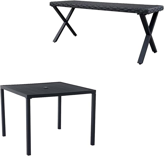 2-Piece Outdoor Patio Dining Set with Table and 1 Bench