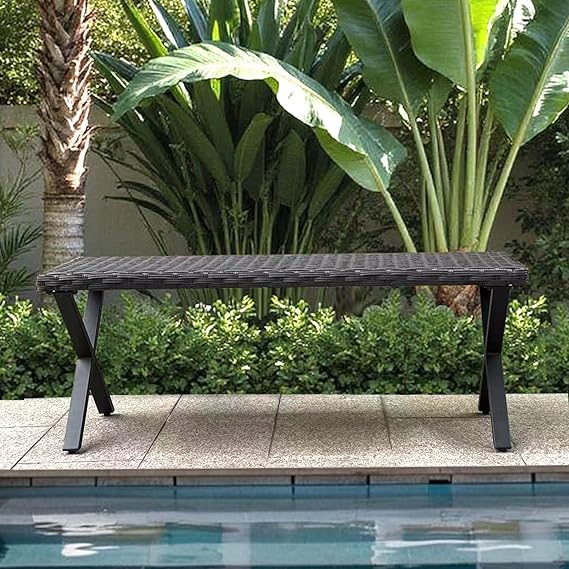 Rattan Backless Outdoor Bench