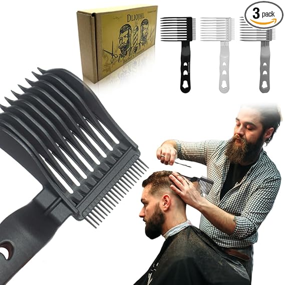 3Pcs Professional Fade Comb Set (Black/White/Gray)