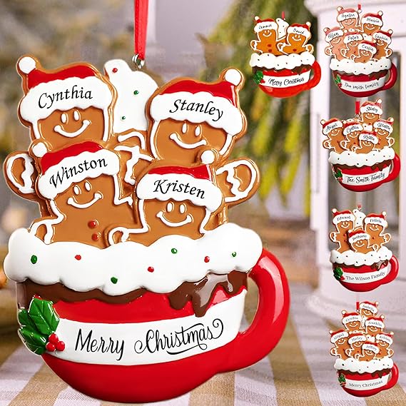 Personalized Gingerbread Family Christmas Ornaments 2025