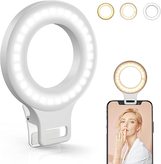 Kimwood Rechargeable Clip-on Selfie Ring Light (60 LED)
