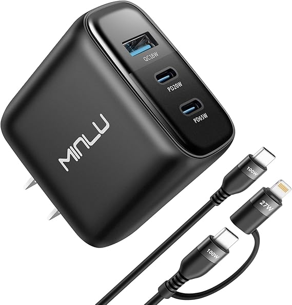 65W GaN 3-Port USB C Charger Block