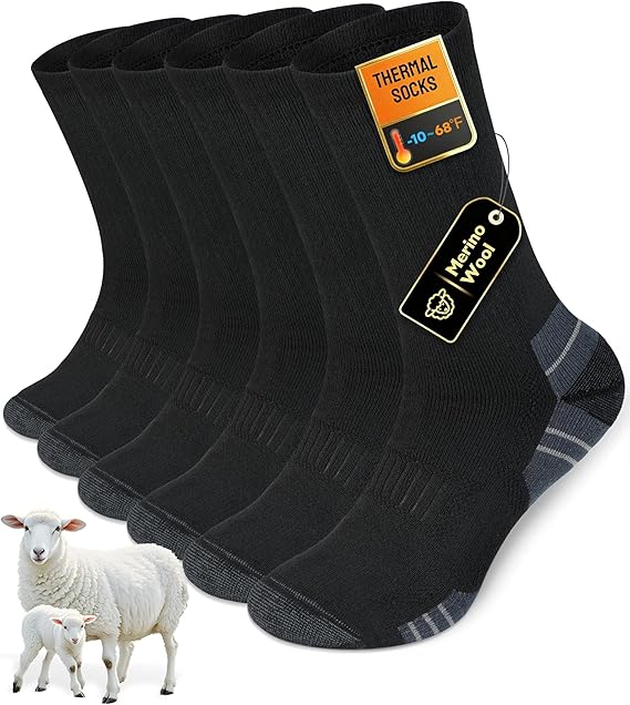Merino Wool Hiking Crew Socks (3 Pairs)