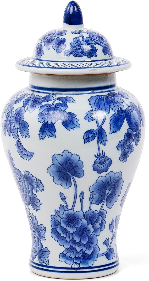 Blue and White Chinoiserie Porcelain Ginger Jar