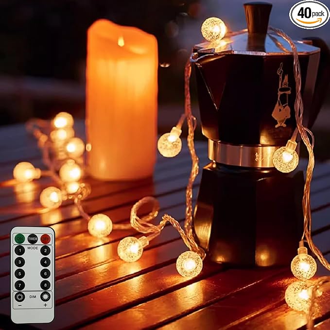 19.6 FT 40 LED Bubble Globe String Lights USB Powered
