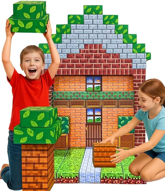 PixelStackers 100 Jumbo Cardboard Building Blocks
