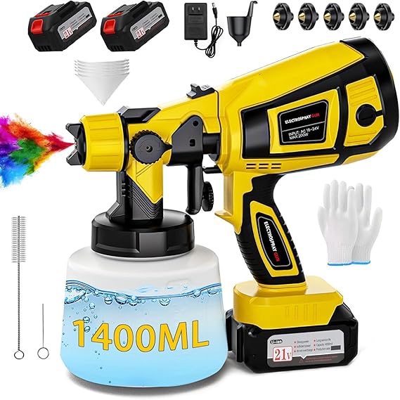 Cordless Paint Sprayer with Dual 4000mAh Batteries