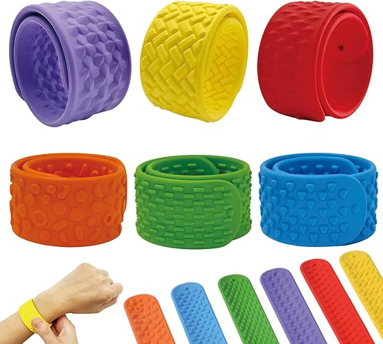 Textured Silicone Fidget Slap Bracelets (6 Pack)