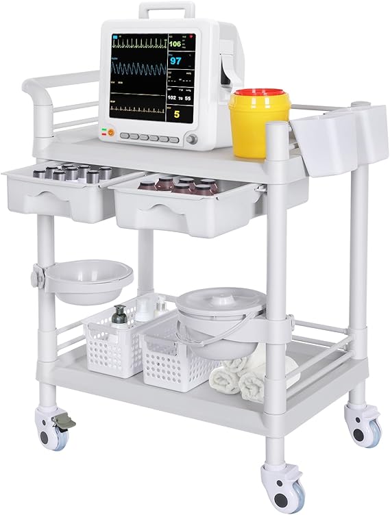 Mobile 2-Tier Medical & Esthetician Utility Cart