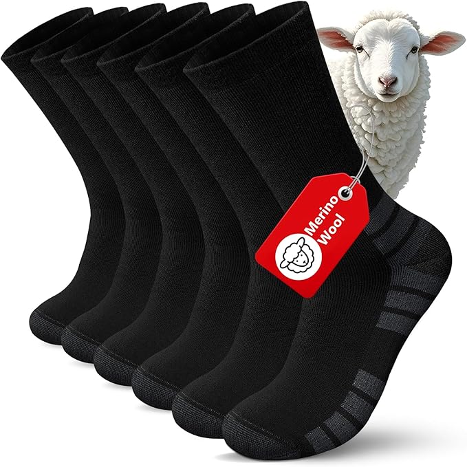 Merino Wool Thermal Hiking Crew Socks (3 Pairs)