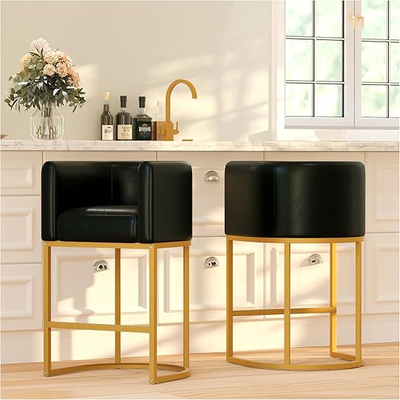 Modern 26” Counter Height Barrel Bar Stools (Set of 2)