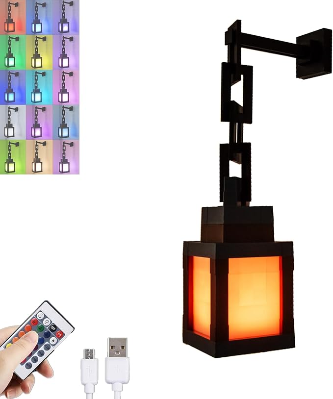Pixelated Lantern Night Light 16-Color Rechargeable
