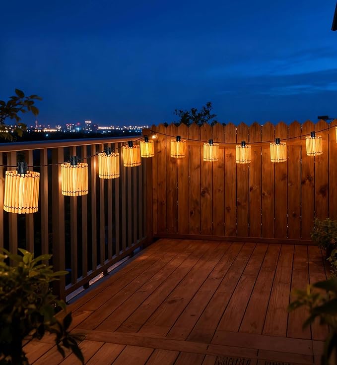 Rattan Solar String Lights Outdoor